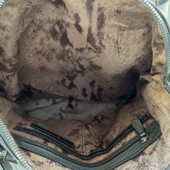 B. Makowsky Silver Metalic Leather Satchel Handbag “Like New” - Picture 3 of 11